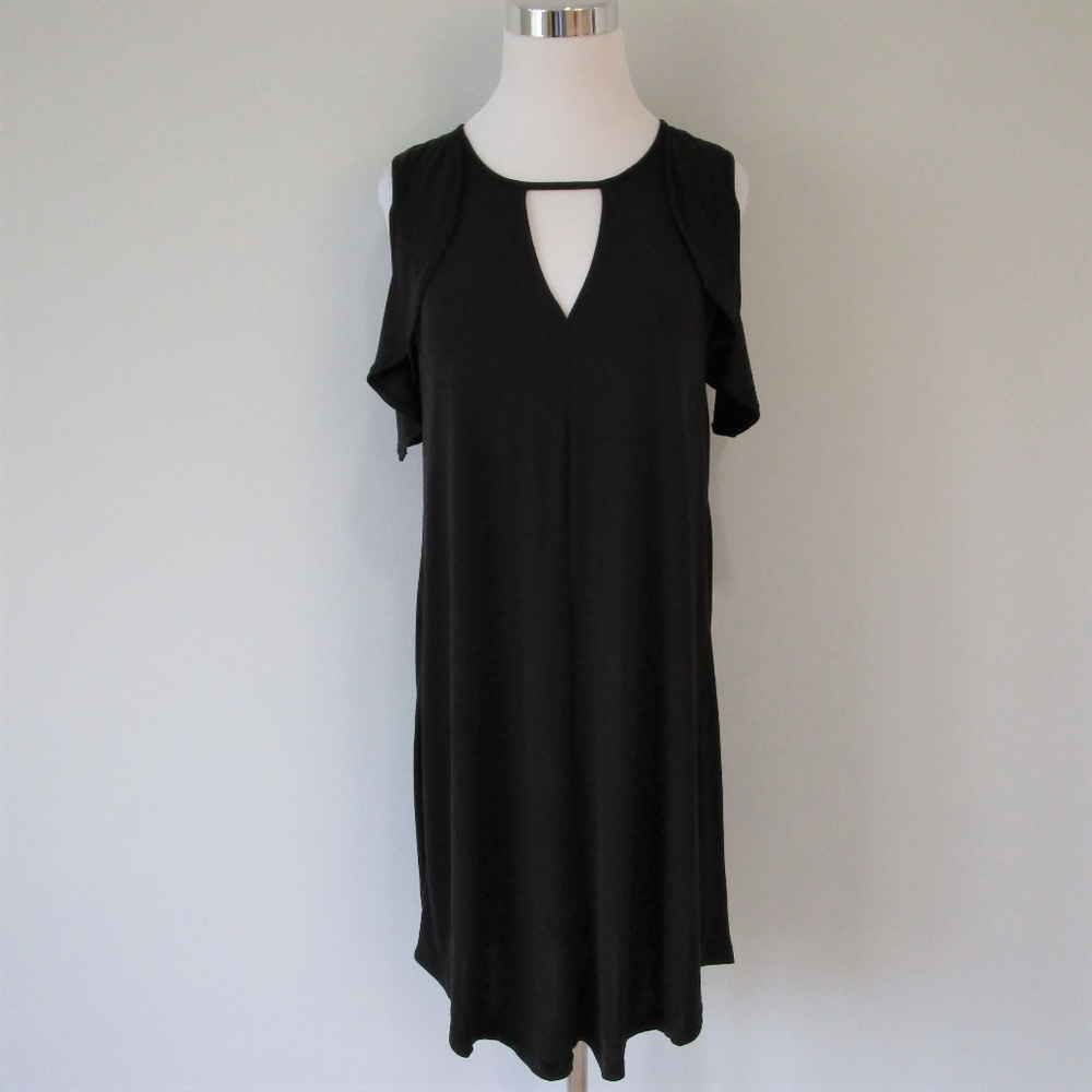 💕 NWT Jessica Simpson Cold Shoulder Shift Midi Dress - Picture 2 of 8